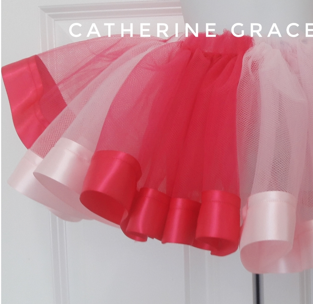 Girls Valentine's day tutu, pink tutu, ribbon tutu